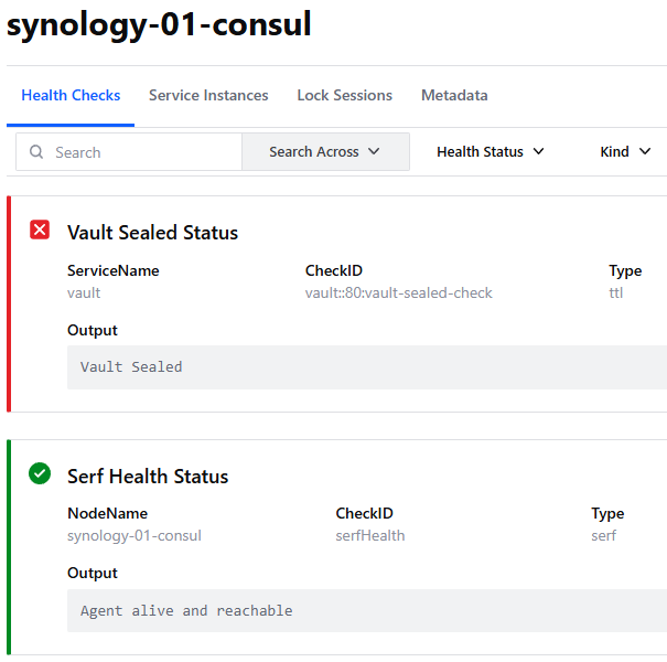 consul est healthy mais vault est scellé
