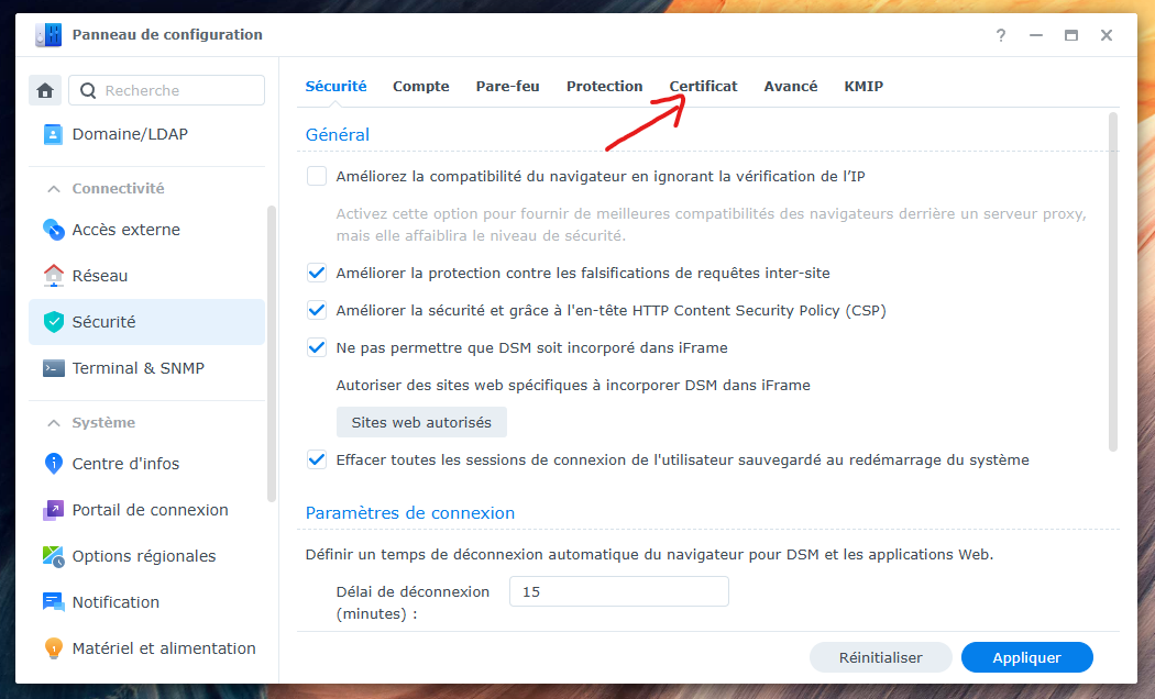 ne pas aller sur l'interface web de synology